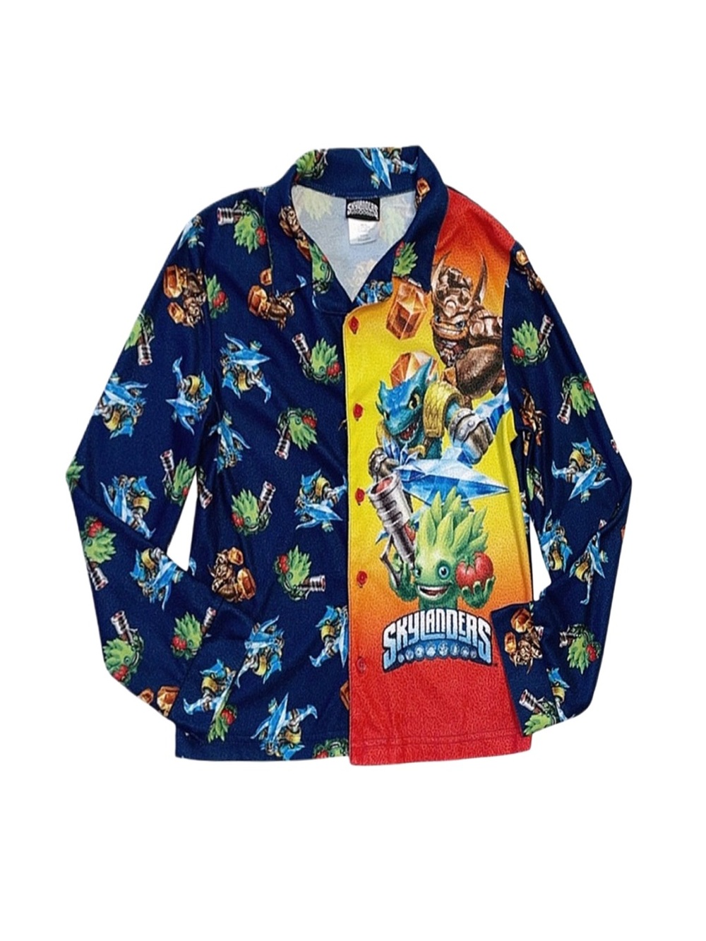 SKYLANDERS Boy's Button Down Long Sleeve Pajama Top Large 10/12